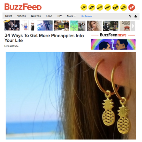 i+i pineapple earrings in BuzzFeed!