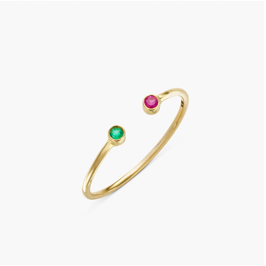 Dual Brilliance Ruby and Emerald Ring