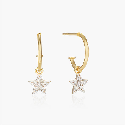 Wish upon a star diamond hoop earrings