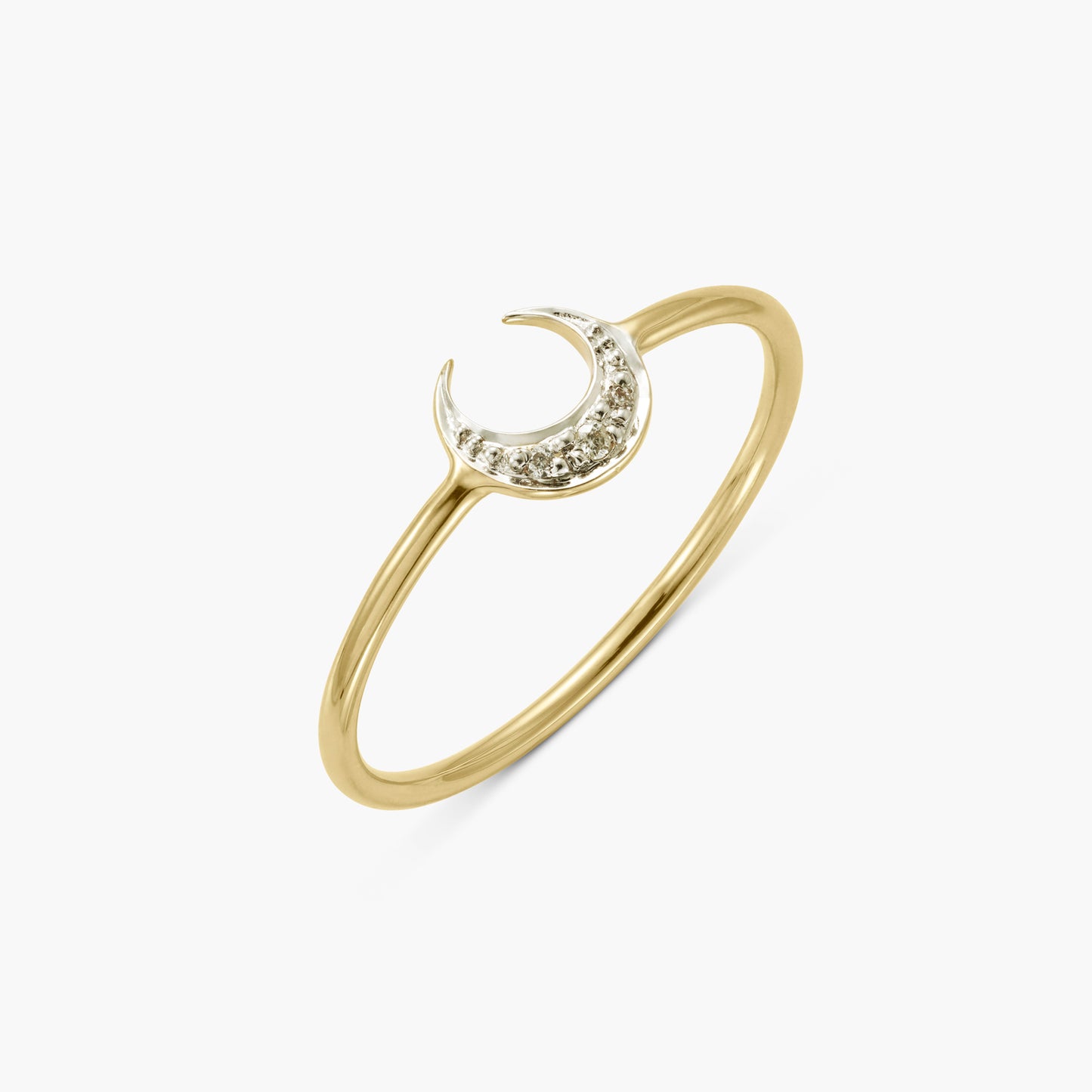 Crescent Moon Diamond Ring