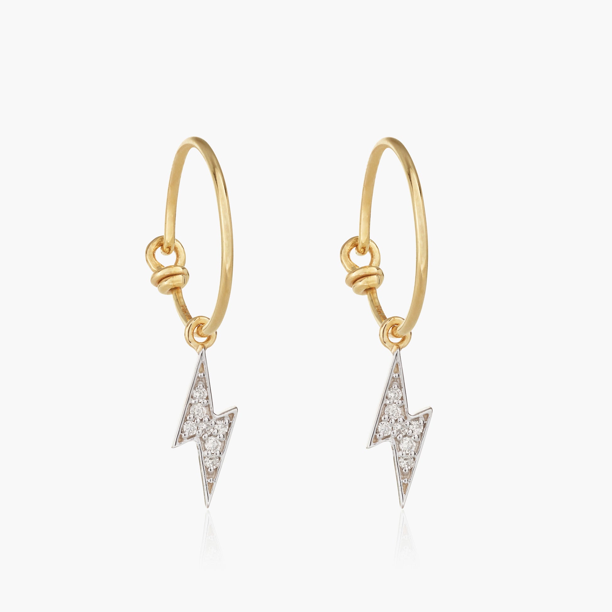 Diamond lightening bolt hoop earrings