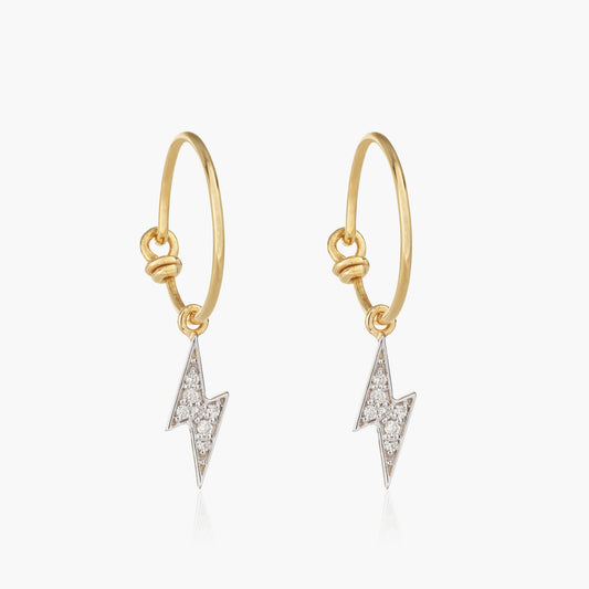 Diamond lightening bolt hoop earrings