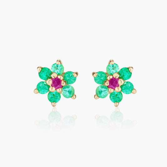 Star of Bethlehem Emerald and Ruby studs