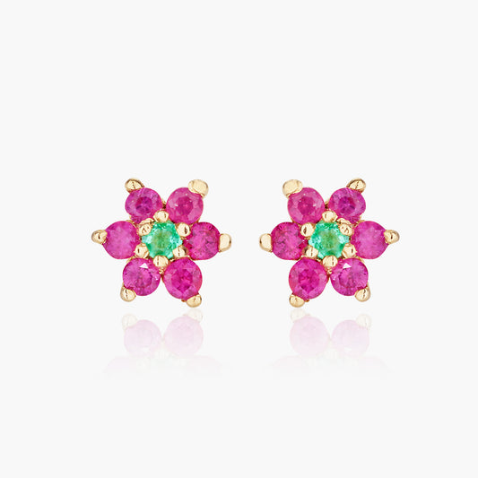 Star of Bethlehem Ruby and Emerald studs