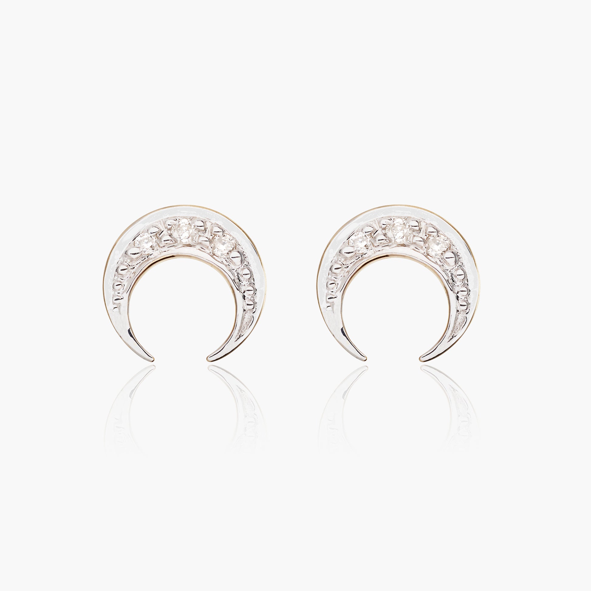 Crescent moon diamond studs