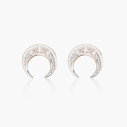 Crescent moon diamond studs