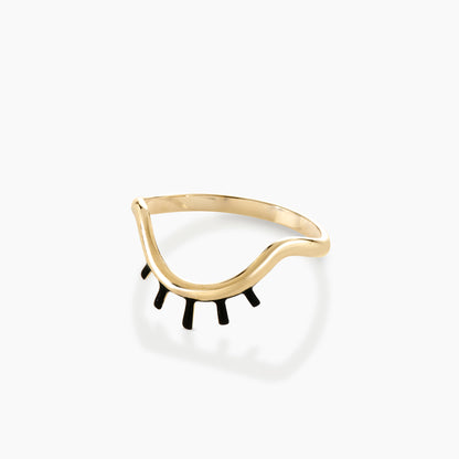 Good Night Darling Gold Ring with Black Enamel