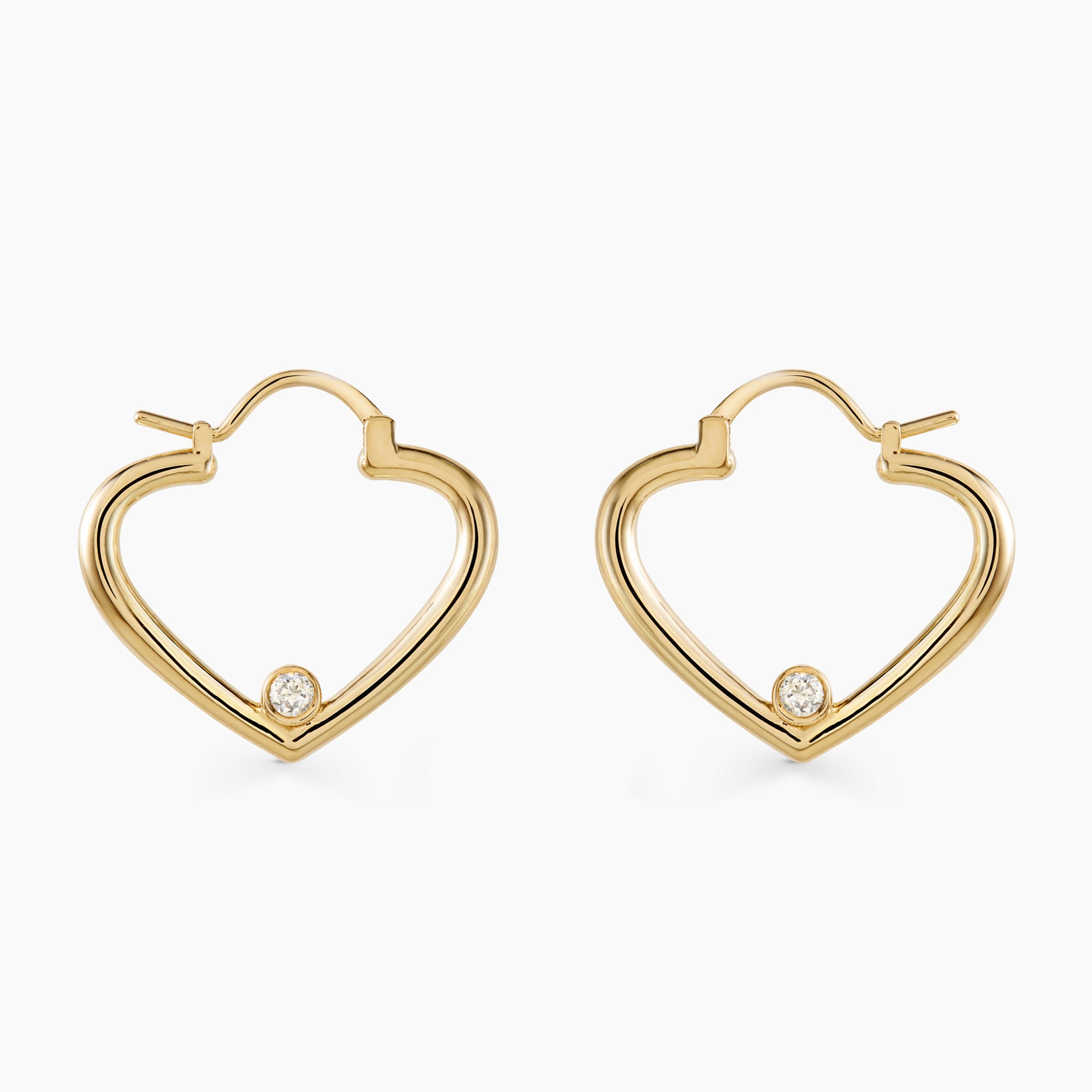 Open heart hoops with diamonds