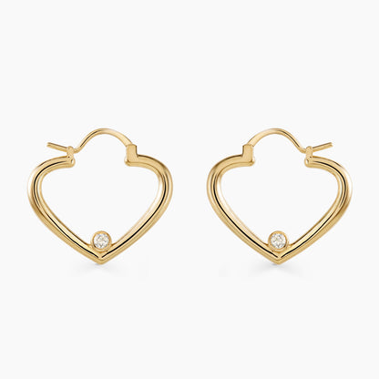 Open heart hoops with diamonds