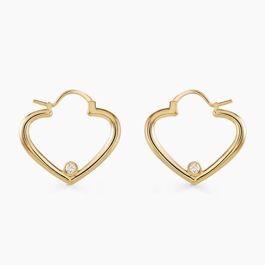 Open heart hoops with diamonds