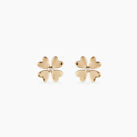 Lucky love Gold Studs with Diamond