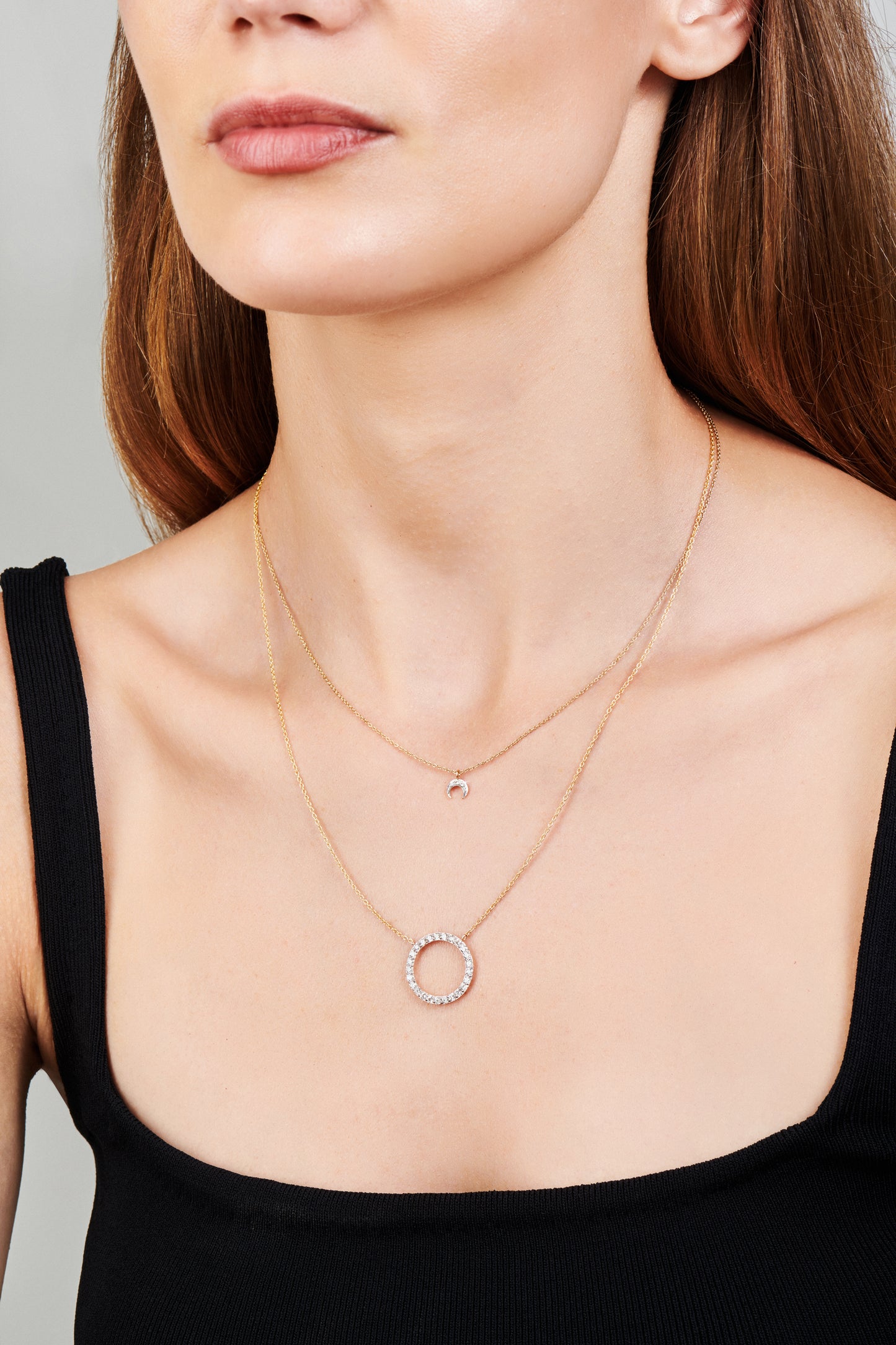 Crescent Moon Diamond Necklace